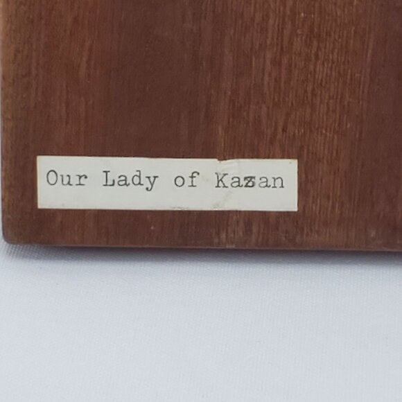 VTG Orthodox Religious Icon Of Our Lady Of Kazan Mother of God On Wood 5x4 Inch - Picture 5 of 8